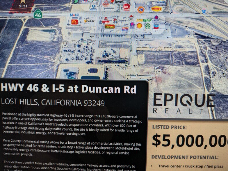 Primary Photo Of HWY 46 & Duncan HWY @ Duncan, Lost Hills Land For Sale