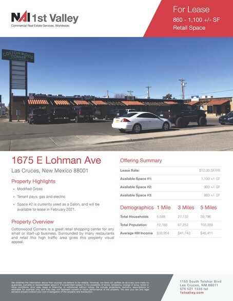 More Photos Of 1675 E Lohman Ave, Las Cruces Storefront For Lease