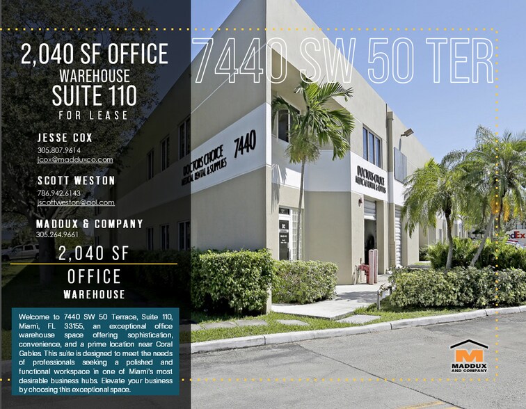Primary Photo Of 7440 SW 50th Ter, Miami Research And Development For Lease