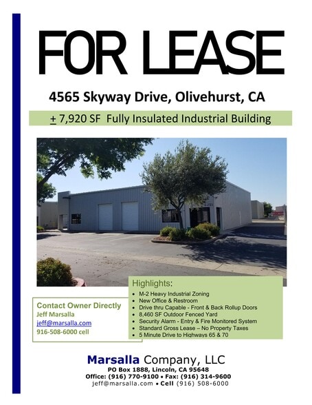 More Photos Of 4565 Skyway Dr, Olivehurst Warehouse For Lease