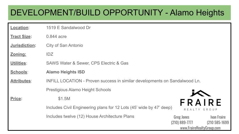 More Photos Of 1519-1523 E Sandalwood Ln, San Antonio Land For Sale