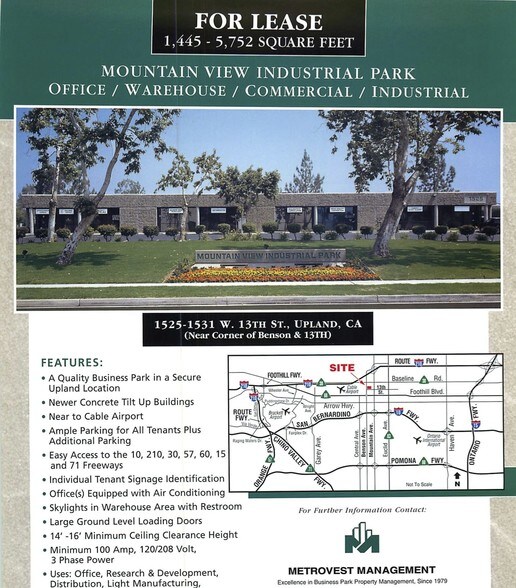 More Photos Of 1525 W 13th St, Upland Warehouse For Lease