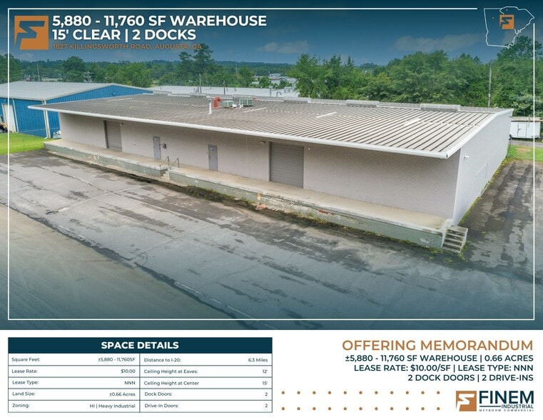 More Photos Of 1827 Killingsworth Rd, Augusta Warehouse For Lease