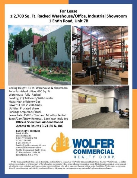 More Photos Of 1 Entin Rd, Clifton Manufacturing For Lease