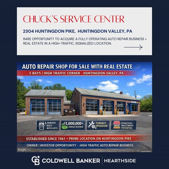 Primary Photo Of 2304 Huntingdon Pike, Huntingdon Valley Auto Repair For Sale