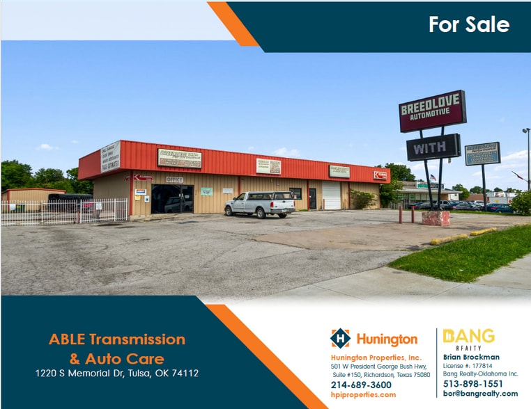 Primary Photo Of 1220 S Memorial Dr, Tulsa Auto Repair For Sale