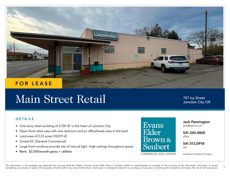 More Photos Of 757 Ivy St, Junction City Freestanding For Lease