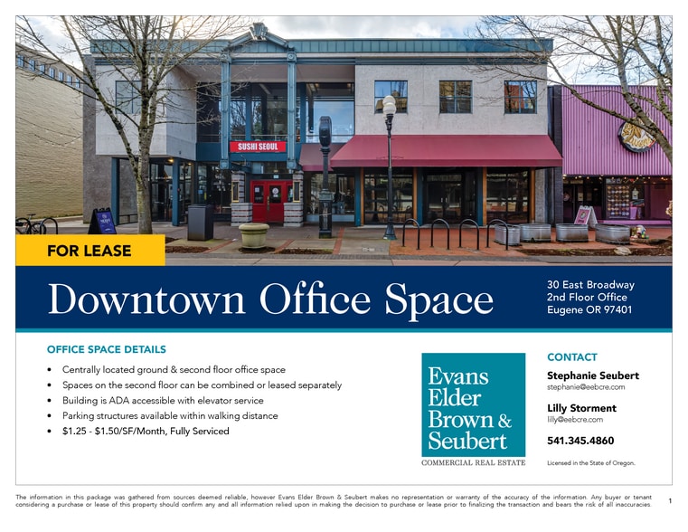 More Photos Of 30 E Broadway, Eugene Office For Lease