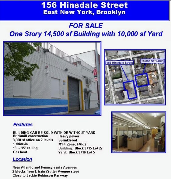 More Photos Of 156 Hinsdale St, Brooklyn Warehouse For Lease