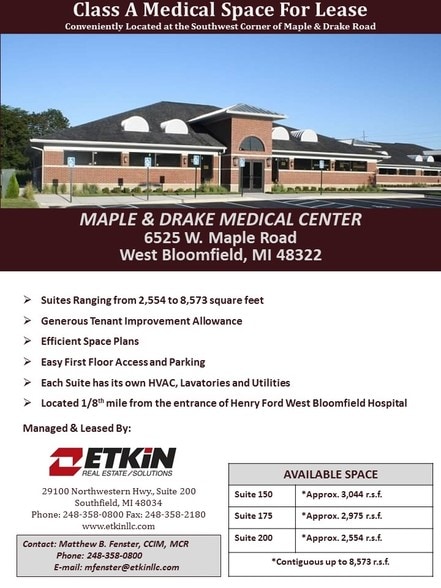 More Photos Of 6525 W Maple Rd, West Bloomfield Medical For Lease