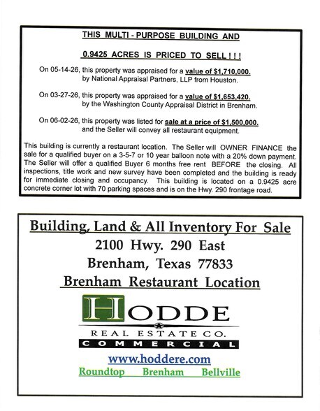 More Photos Of 2100 Highway 290 E, Brenham Restaurant For Sale