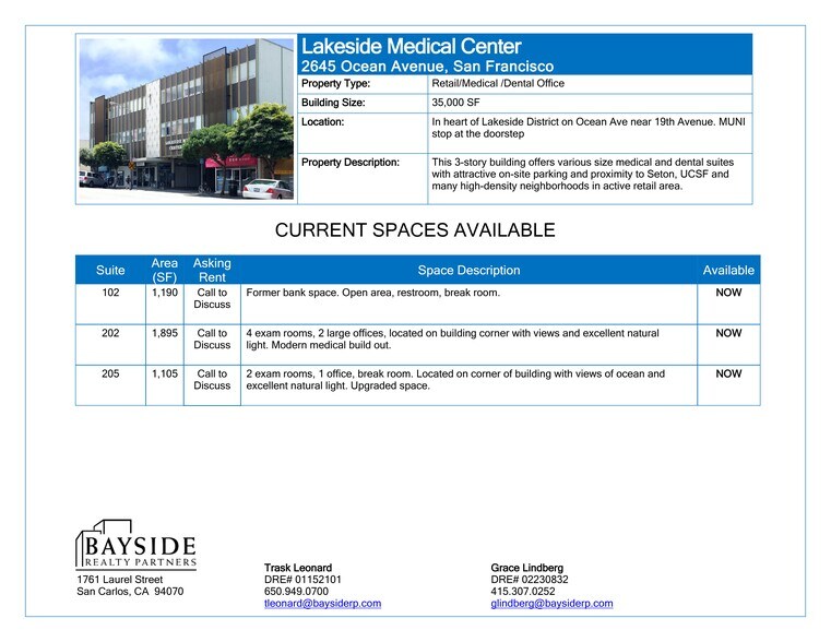 More Photos Of 2645 Ocean Ave, San Francisco Medical For Lease