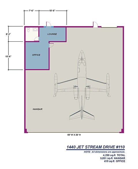 More Photos Of 1440 Jet Stream Dr, Henderson Airplane Hangar For Lease