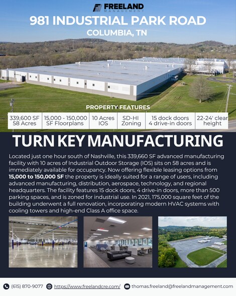 More Photos Of 981 Industrial Park Rd, Columbia Manufacturing For Sale