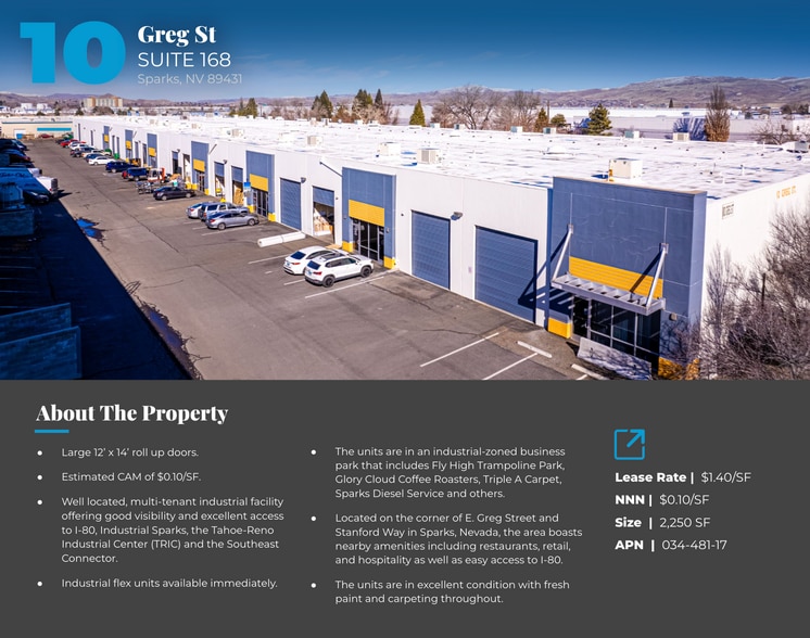 More Photos Of 10 Greg St, Sparks Warehouse For Lease