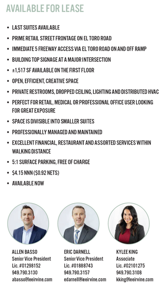 More Photos Of El Toro Rd @ Rockfield Blvd, Lake Forest Unknown For Lease