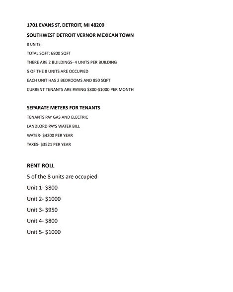 More Photos Of 1701 Evans St, Detroit Apartments For Sale