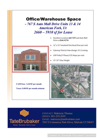 More Photos Of 767 S Auto Mall Dr, American Fork Warehouse For Lease