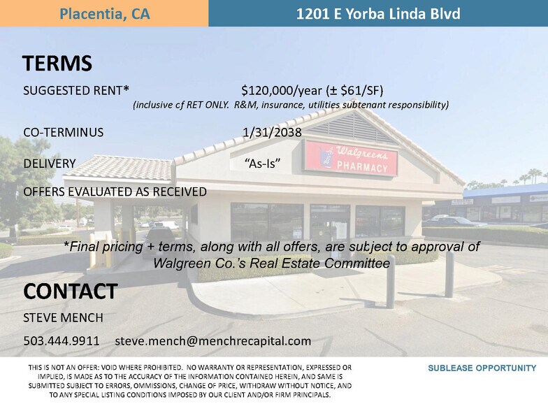 Primary Photo Of 1201 E Yorba Linda Blvd, Placentia General Retail For Lease