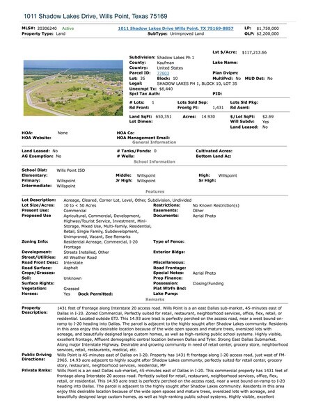 More Photos Of 1011 Shadow Lakes Dr, Wills Point Land For Sale