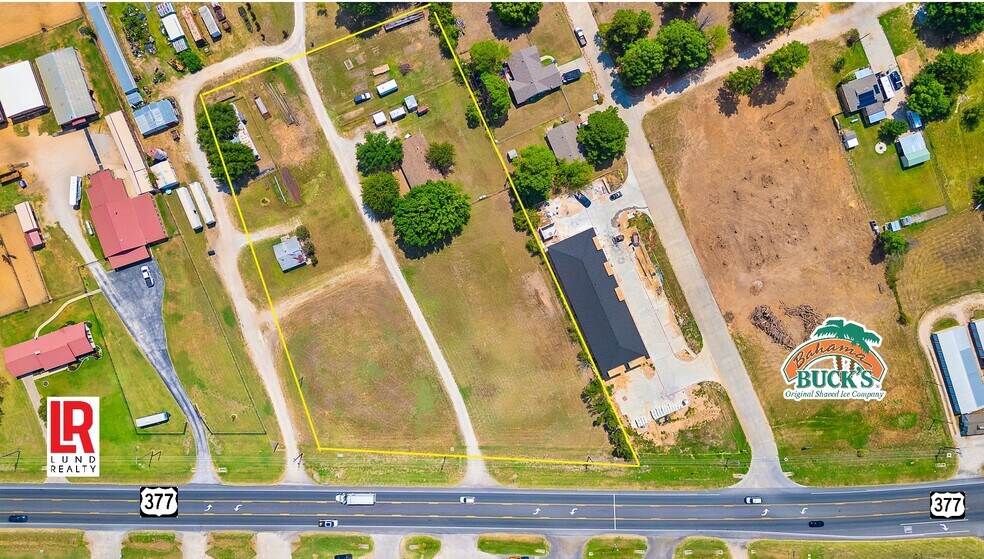 More Photos Of US 377 -3 AC | ON SEWER | COMMERCIAL | 3 LOTS, Aubrey Land For Sale