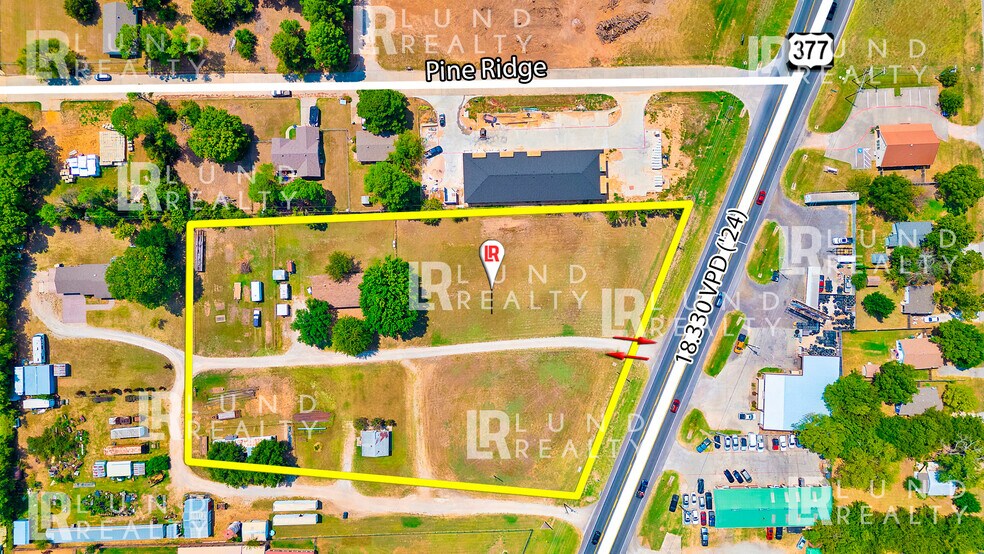 More Photos Of US 377 -3 AC | ON SEWER | COMMERCIAL | 3 LOTS, Aubrey Land For Sale