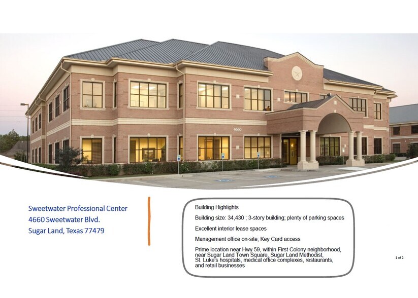 More Photos Of 4660 Sweetwater Blvd, Sugar Land Office For Lease