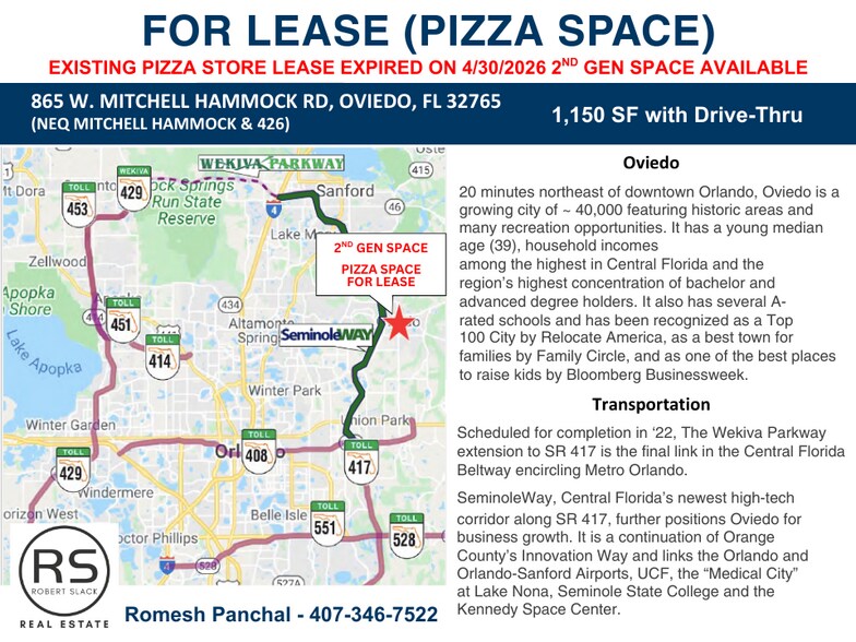 More Photos Of 865 W Mitchell Hammock Rd, Oviedo Storefront For Lease