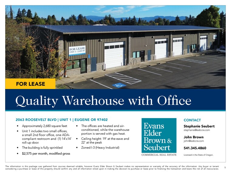 More Photos Of 2063 Roosevelt Blvd, Eugene Warehouse For Lease