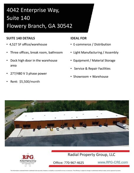 More Photos Of 4042 Enterprise Way, Flowery Branch Warehouse For Lease