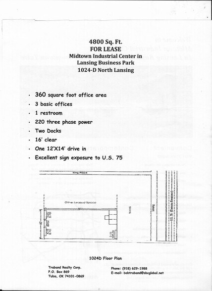 More Photos Of 1024 N Lansing Ave, Tulsa Warehouse For Lease