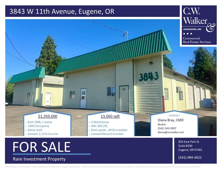 Primary Photo Of 3843 W 11th Ave, Eugene Warehouse For Sale