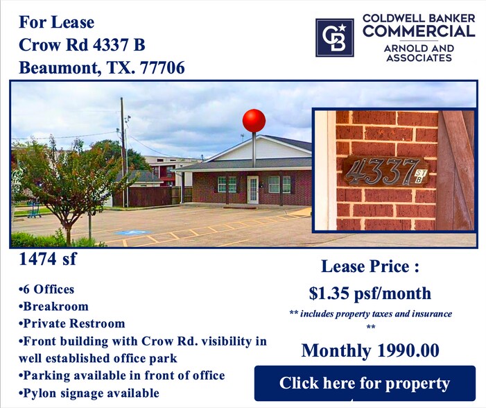 Primary Photo Of 4337 Crow Rd, Beaumont Medical For Lease