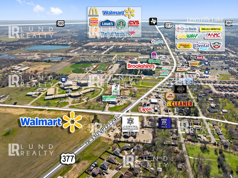 More Photos Of US 377 -3 AC | ON SEWER | COMMERCIAL | 3 LOTS, Aubrey Land For Sale