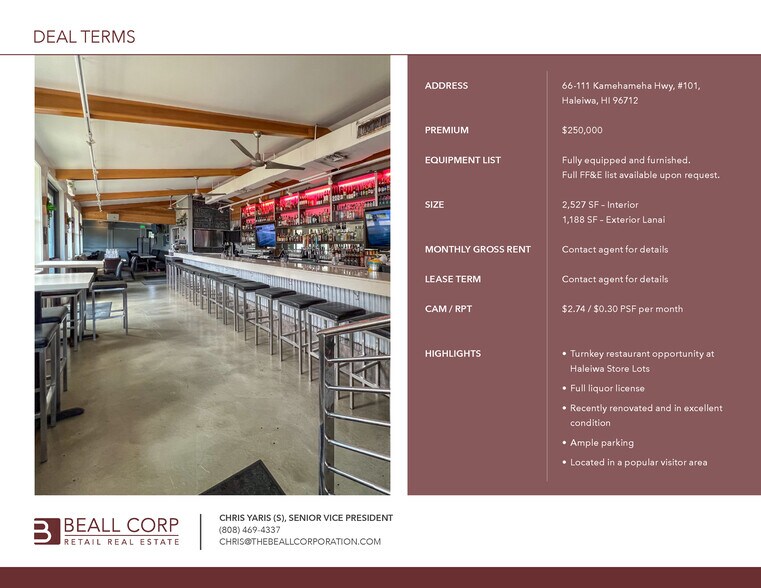 More Photos Of 66-111 Kamehameha Hwy, Haleiwa Restaurant For Lease