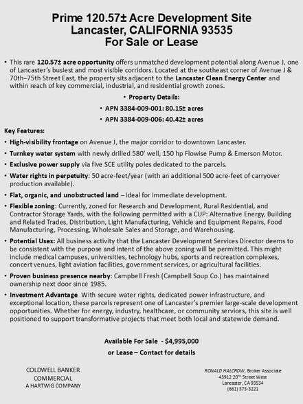 More Photos Of Ave J And 70-75 St E, Lancaster Land For Sale