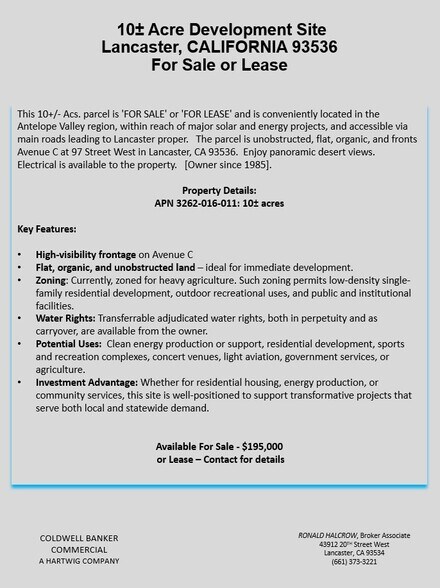 More Photos Of Ave J And 70-75 St E, Lancaster Land For Sale