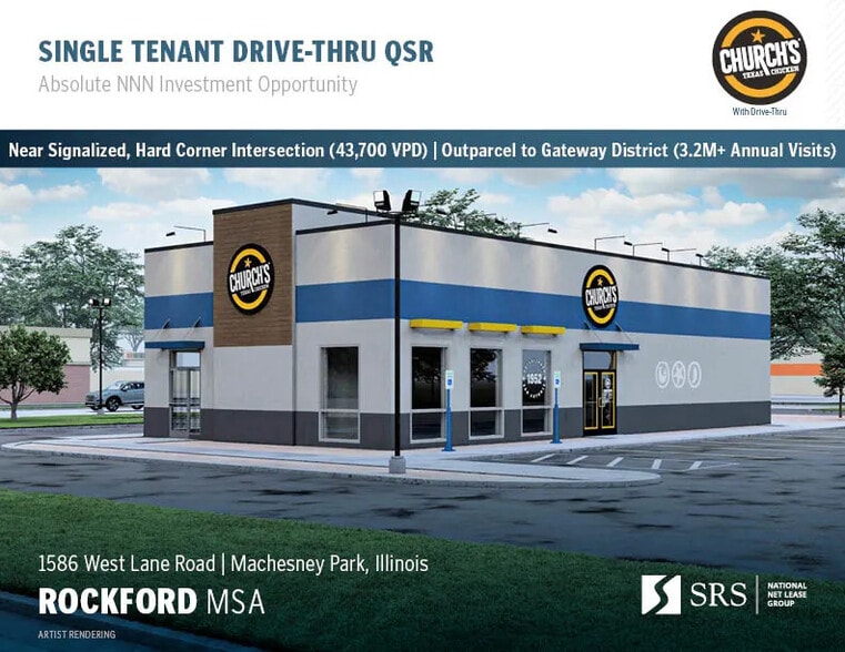 Primary Photo Of 1586 W Lane Rd, Machesney Park Fast Food For Sale