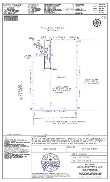More Photos Of 7317 2nd, Hitchcock Land For Sale