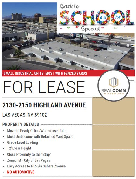 Primary Photo Of 2130-2150 Highland Ave, Las Vegas Warehouse For Lease