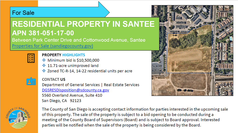 Primary Photo Of Cottonwood Ave & Park Center Dr, Santee Land For Sale