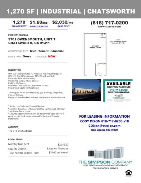 More Photos Of 9705 Owensmouth Ave, Chatsworth Warehouse For Lease