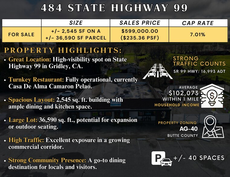 More Photos Of 484 Highway 99, Gridley Restaurant For Sale