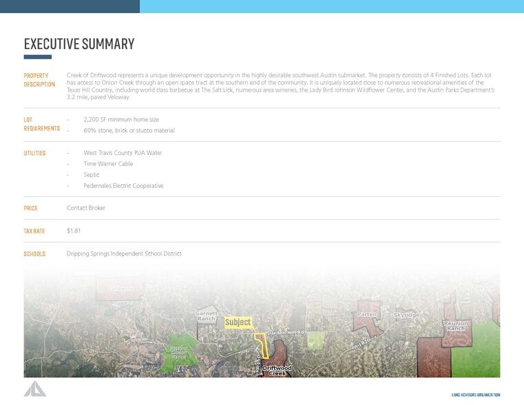 More Photos Of Onion Creek Lane, Driftwood Land For Sale