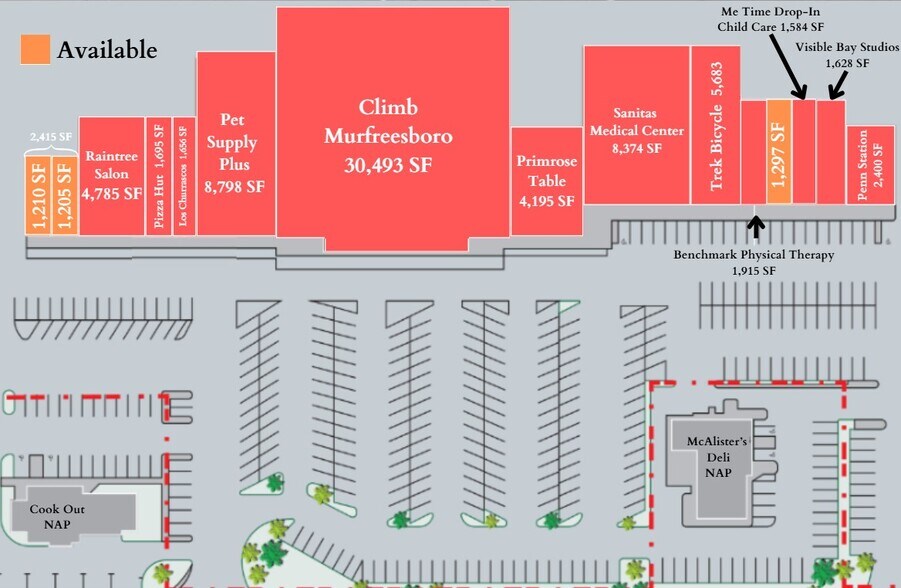 More Photos Of 1632-1680 Memorial Blvd, Murfreesboro Storefront For Lease