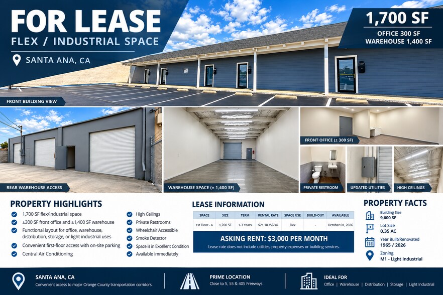 More Photos Of 1619-1623 S Minnie St, Santa Ana Flex For Lease