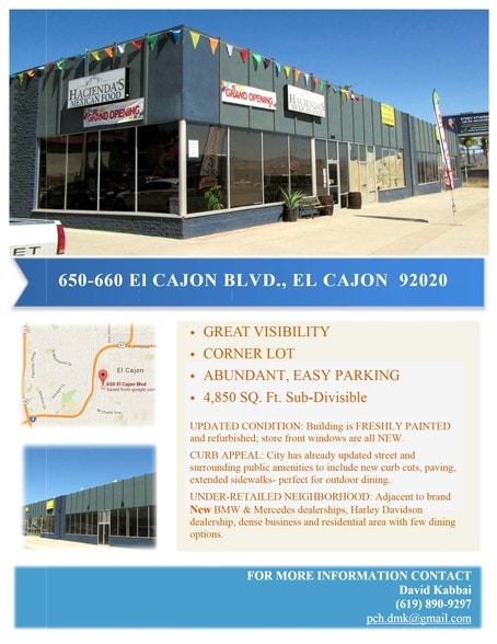 More Photos Of 650-660 El Cajon Blvd, El Cajon Storefront For Lease