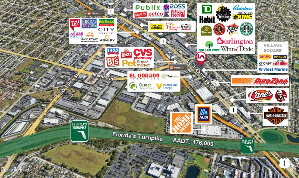 More Photos Of 19325-19371 S Dixie Hwy, Miami Storefront For Lease