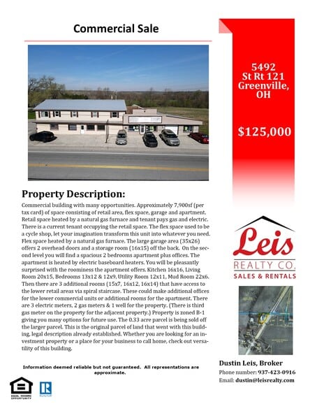 More Photos Of 5492 St Rt 121, Greenville Storefront Retail Residential For Sale