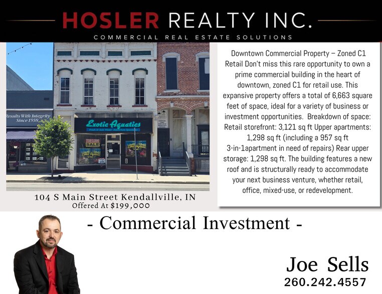 Primary Photo Of 104 S Main St, Kendallville Storefront Retail Office For Sale